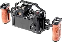 Vista 6 de Foto4easy s5ii jaula aparejo para cámara Panasonic LUMIX S5II sin espejo, incluye doble mango de madera lateral universal
