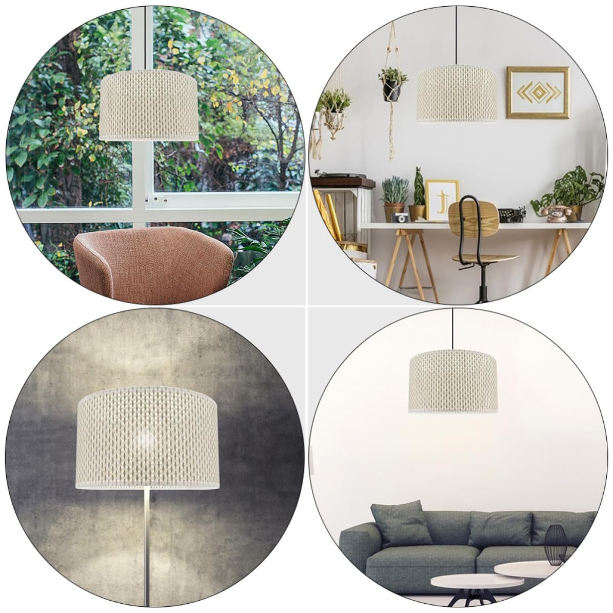 VANZACK Pantalla de Lámpara de Mesa Tejida Beige E27 Moderna para Salón