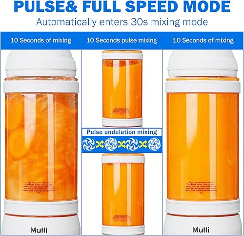 Miniatura 10 de Mulli Licuadora portátil, batidora personal recargable por USB para batidos y batidos, mini licuadora con seis cuchillas para comida de bebé,