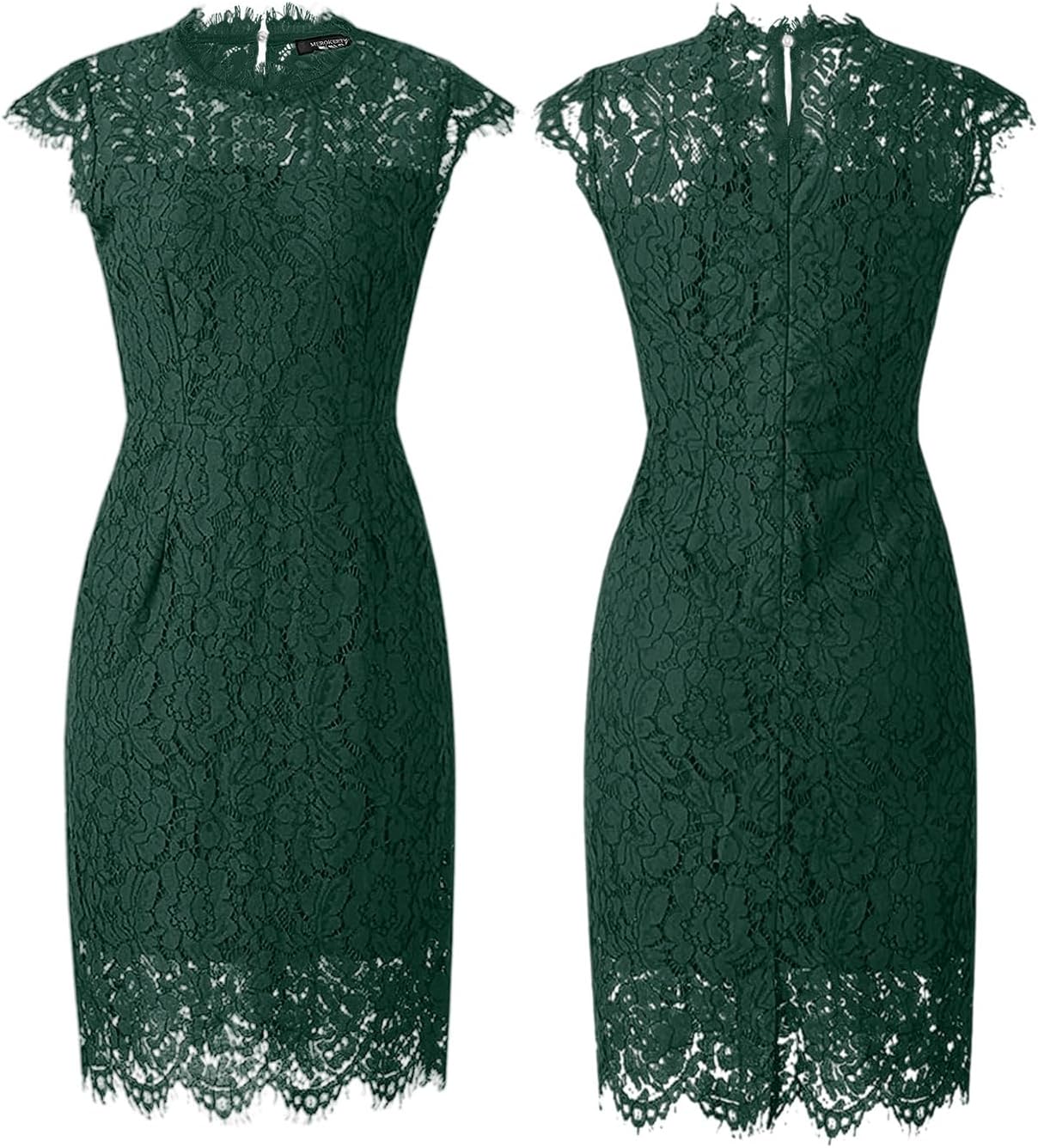 MEROKEETY Women's Sleeveless Lace Floral Elegant Cocktail Dress Crew Neck Knee Length for Party - Image 6