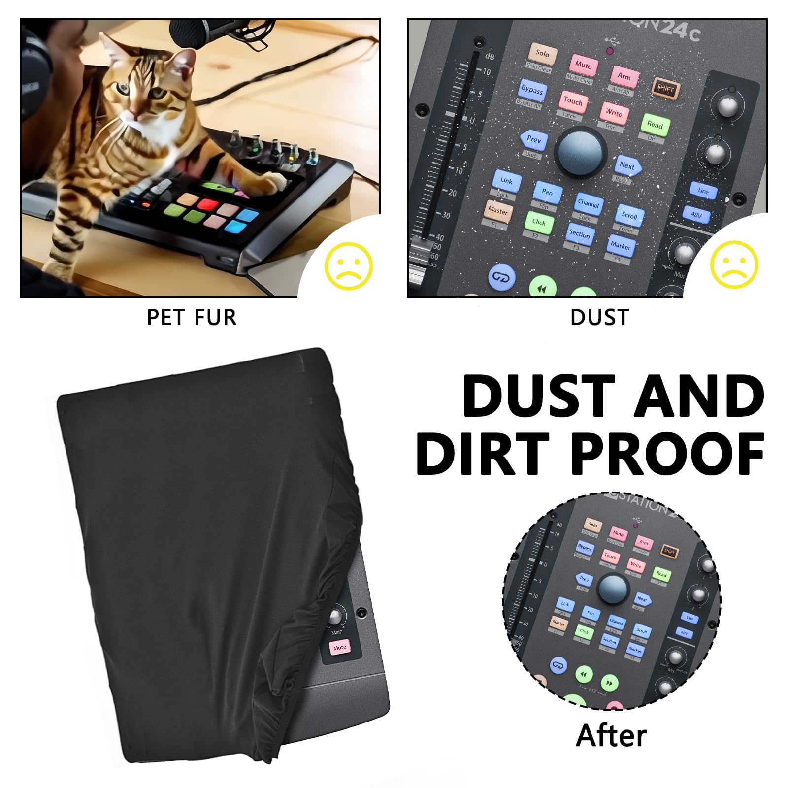 Musiin Ultimate Home Studio Mixer Cover, Stretchable Chinlon, Splash-Resistant, Dust & Pet Hair Protection - Image 4