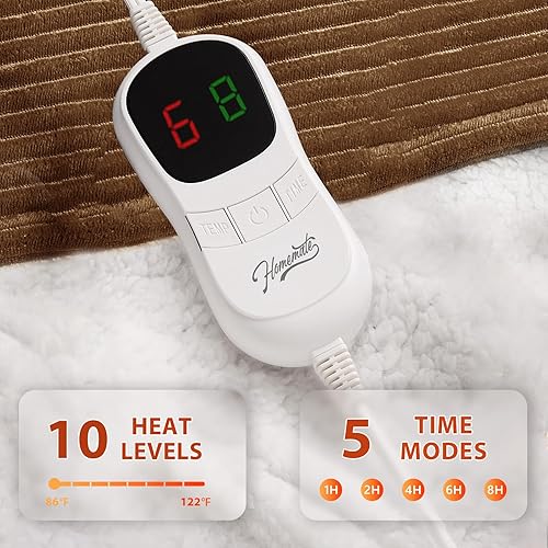 Miniatura 4 de HomeMate Manta térmica eléctrica  Manta térmica de 50 x 60 pulgadas, manta térmica de 4 horas de apagado automático, 5 niveles de calor, protección