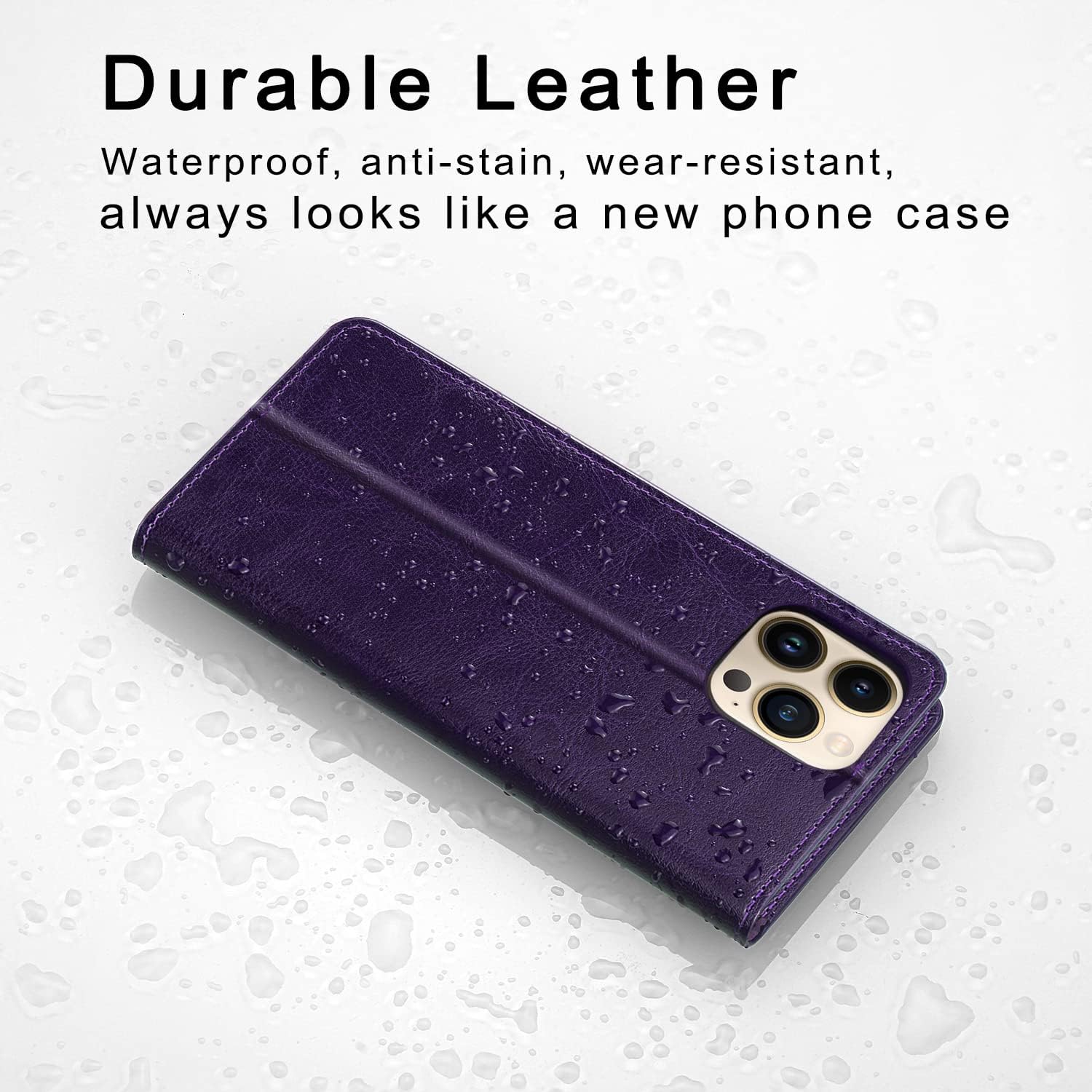 Belemay Compatible with iPhone 14 Pro Max Case Wallet-Genuine Leather Flip Case-RFID Blocking Card Holder-Shockproof TPU Shell Folio Cover Women Men Compatible with iPhone 14 Pro Max (6.7-inch) Purple