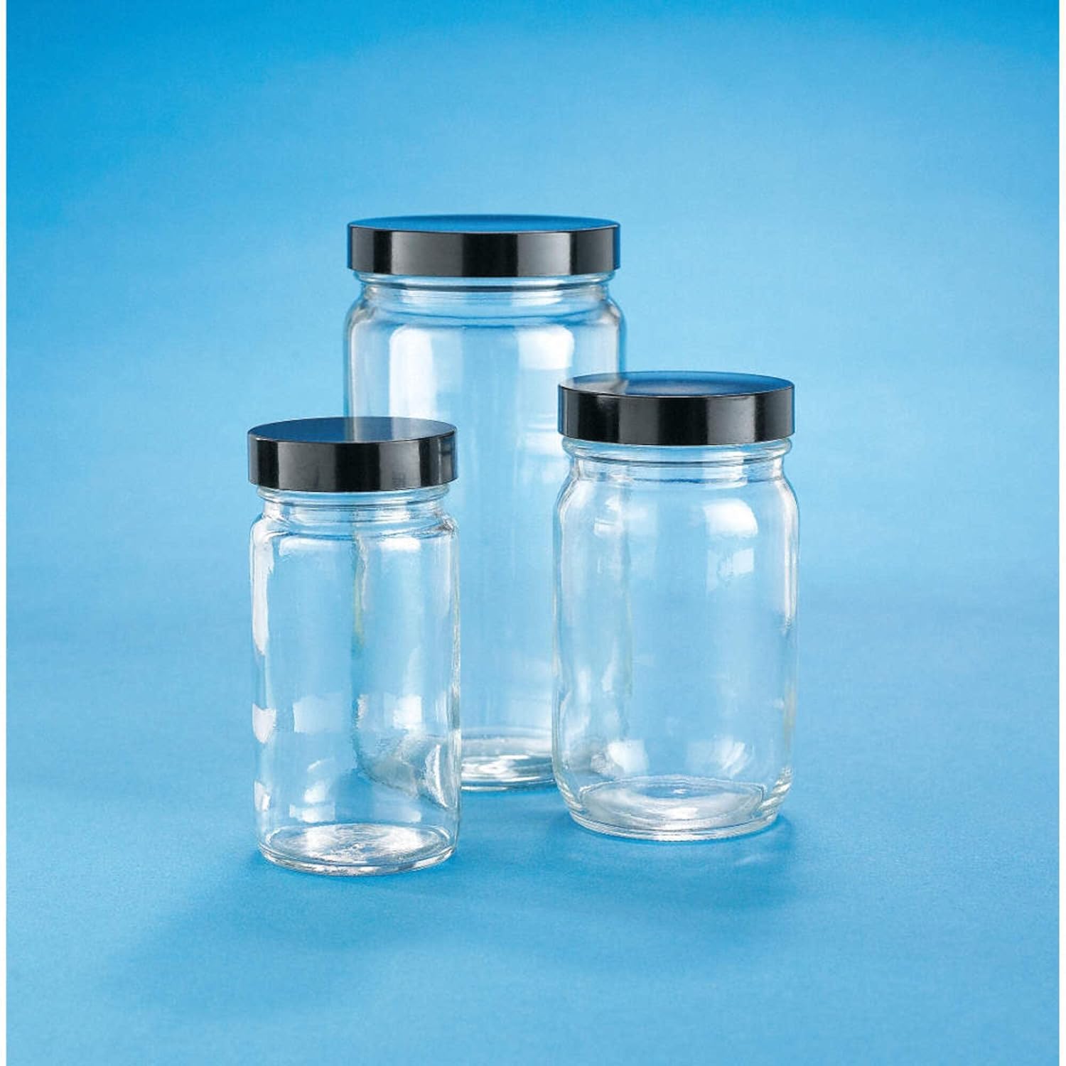 Kimble 5710858C-22 Glass AC Medium Round Bottle with Cap, Solid PE Liner, Clear, 250ml Capacity (Case of 96)