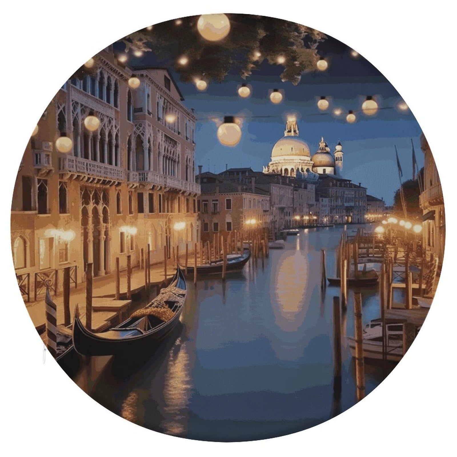 Wsoihfec Style Beautiful Venice At Night Seat Cushion Round Chair Pad