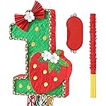 WERNNSAI Berry First Pinata - Sweet One Birthday Party Decorations Strawberry Party Game Number 1 Pinata for Baby Shower Theme Party Favor With Blindfold
