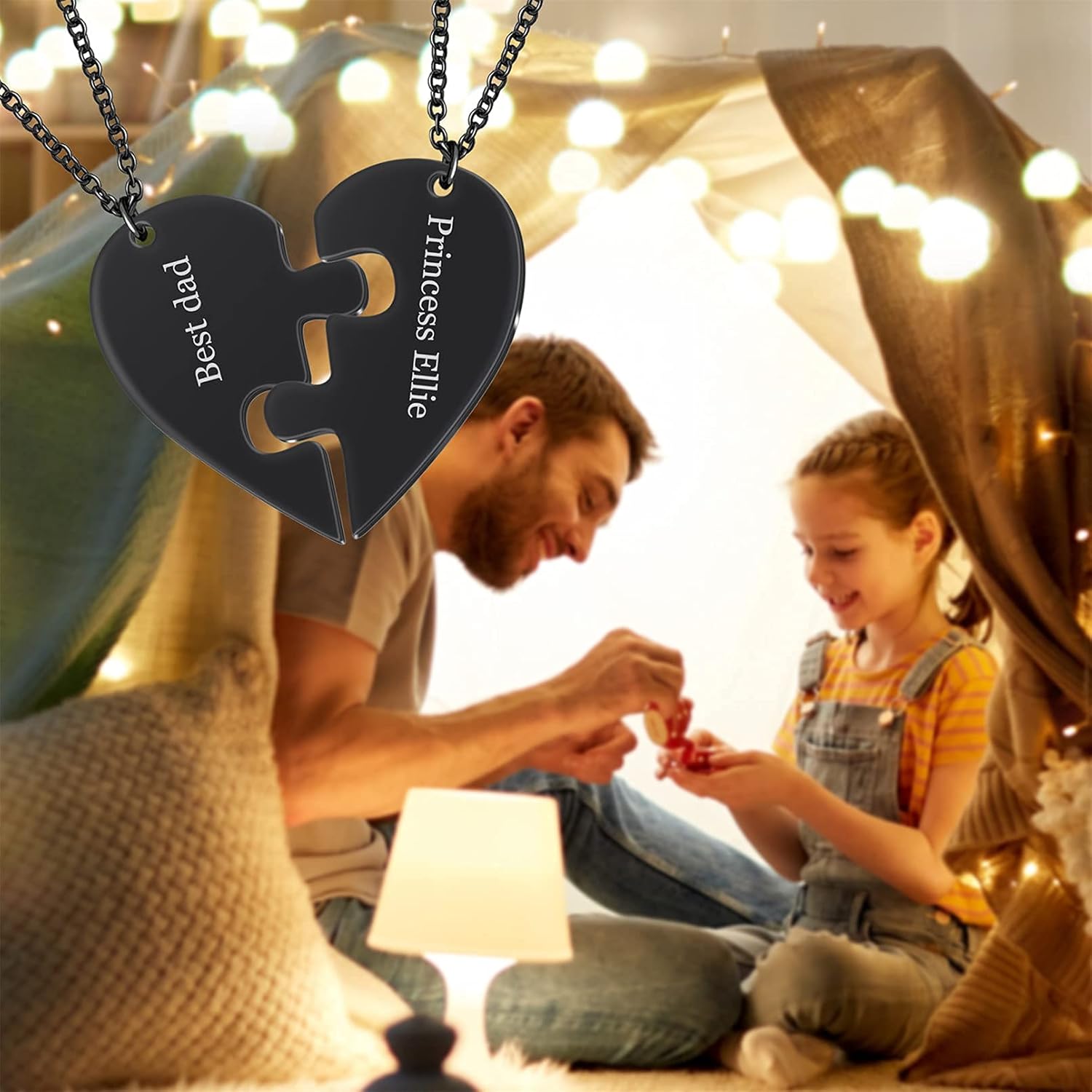 MissNaNa 19.7" BFF Necklace Personalized Best Friend Necklace Customized Heart Puzzle Necklace for 2/3/4/5/6 Friendship Necklaces Puzzle Piece Necklaces BBF/Family/Sister