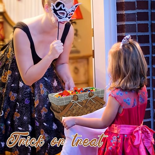 Miniatura 2 de Woodchip - Cesta de picnic con asas plegables individuales, cesta de huevos de Pascua tejida a mano y cesta de caramelo, cesta de almacenamiento de