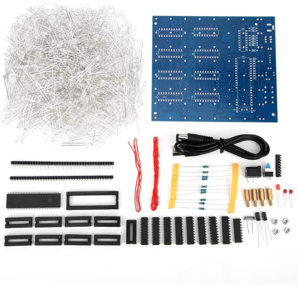 4.5-5.5V LED Cube Light Kit,3D Circuit Board LED Light DIY Kit, 3D Led Cube Light Electronics Kit Using FR-4-A Sheet, 11.1 x 12.7CM