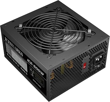 600W Non-Modular ATX Power Supply Protection, Non-Modular ATX Power Supply with 6+2 Pin Connectors, AC115-230v 120mm Silent Fan Gaming PSU Black.