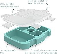 Vista 3 de Bentgo® Bandeja Kids para niños con cubierta transparente, reutilizable, sin BPA, recipiente de preparación de comidas de 5 compartimentos