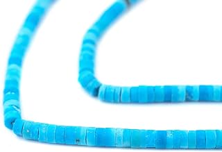 The Bead Chest Blue Turquoise Afghan Stone Cylinder Beads 4mm Afghanistan Gemstone 15 Inch Strand