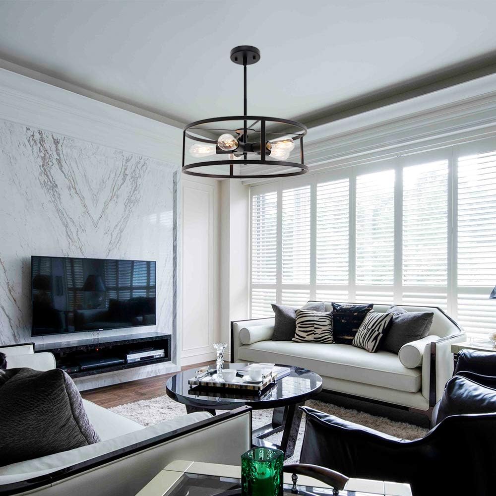 60% Off Discount TODOLUZ 5-Lights Farmhouse Flush Mount Ceiling Pendant Lamp, 19.7 Inch Black Hanging Chandelier for Kitchen Hallway Living Room