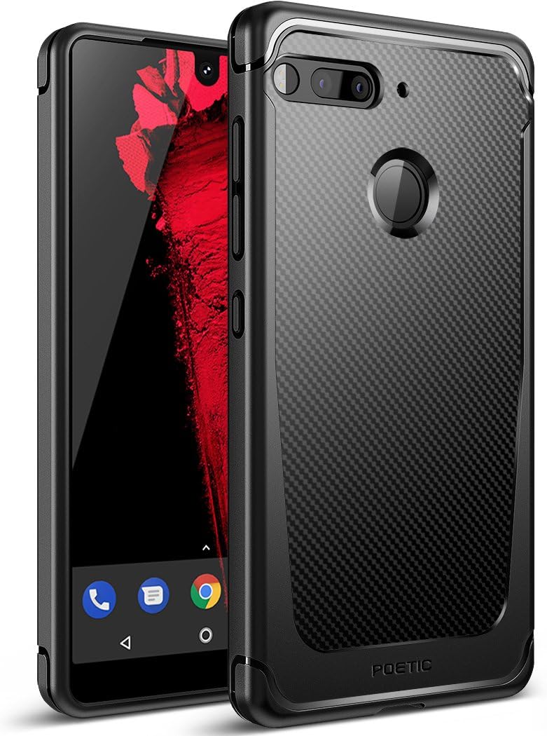 Poetic Essential Phone Case, Karbon Shield [Shock Absorbing] Slim Fit TPU Case with [Carbon Fiber Texture] for Essential Phone PH-1 Black