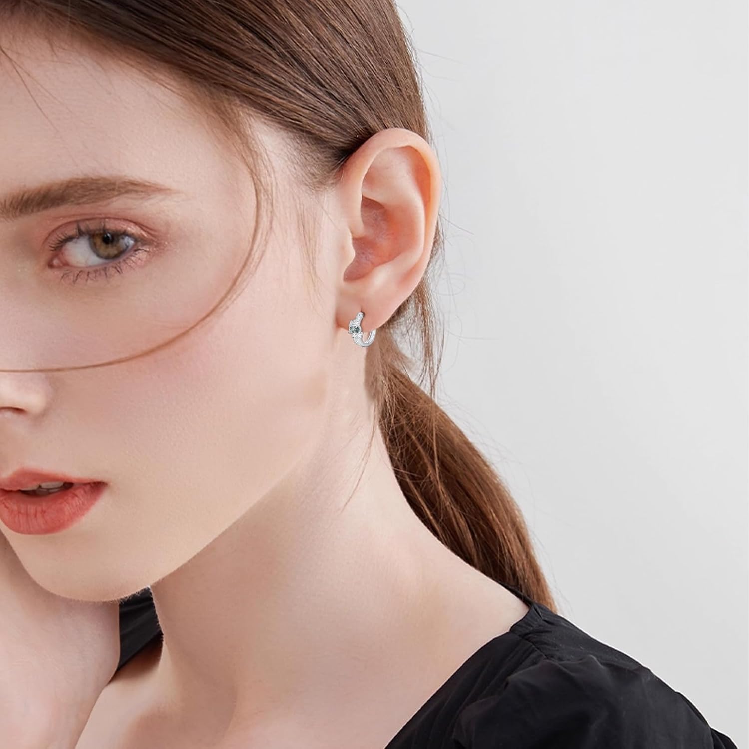 Moss Agate Hoop Earrings for Women 925 Sterling Silver Tree of Life Earrings Hypoallergenic Silver/Rose Gold/Gold/Black Moss Agate Jewelry Birthday Mothers Day Gifts - Image 5