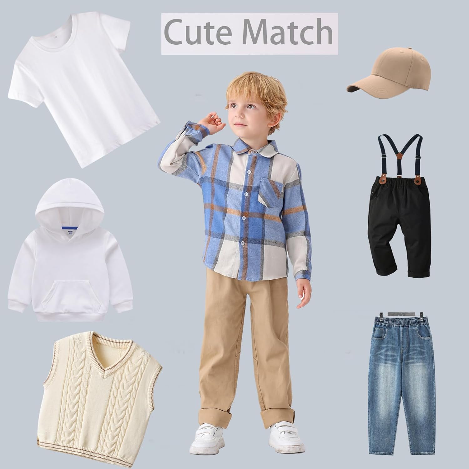 Boys Plaid Button Down Shirts Toddler Long Sleeve Collared Tops Kids Spring Clothes Size 3-7T (2 Pack) - Image 6