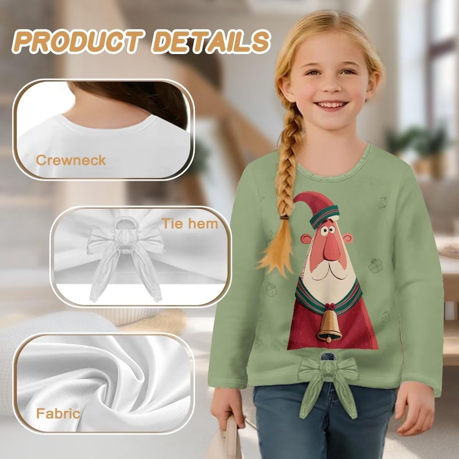 Long Sleeve Sweatshirt Comfy Crew Neck T Shirts Basic Skin-friendly Kids Top Toddler Girl Blouse Size 5-12