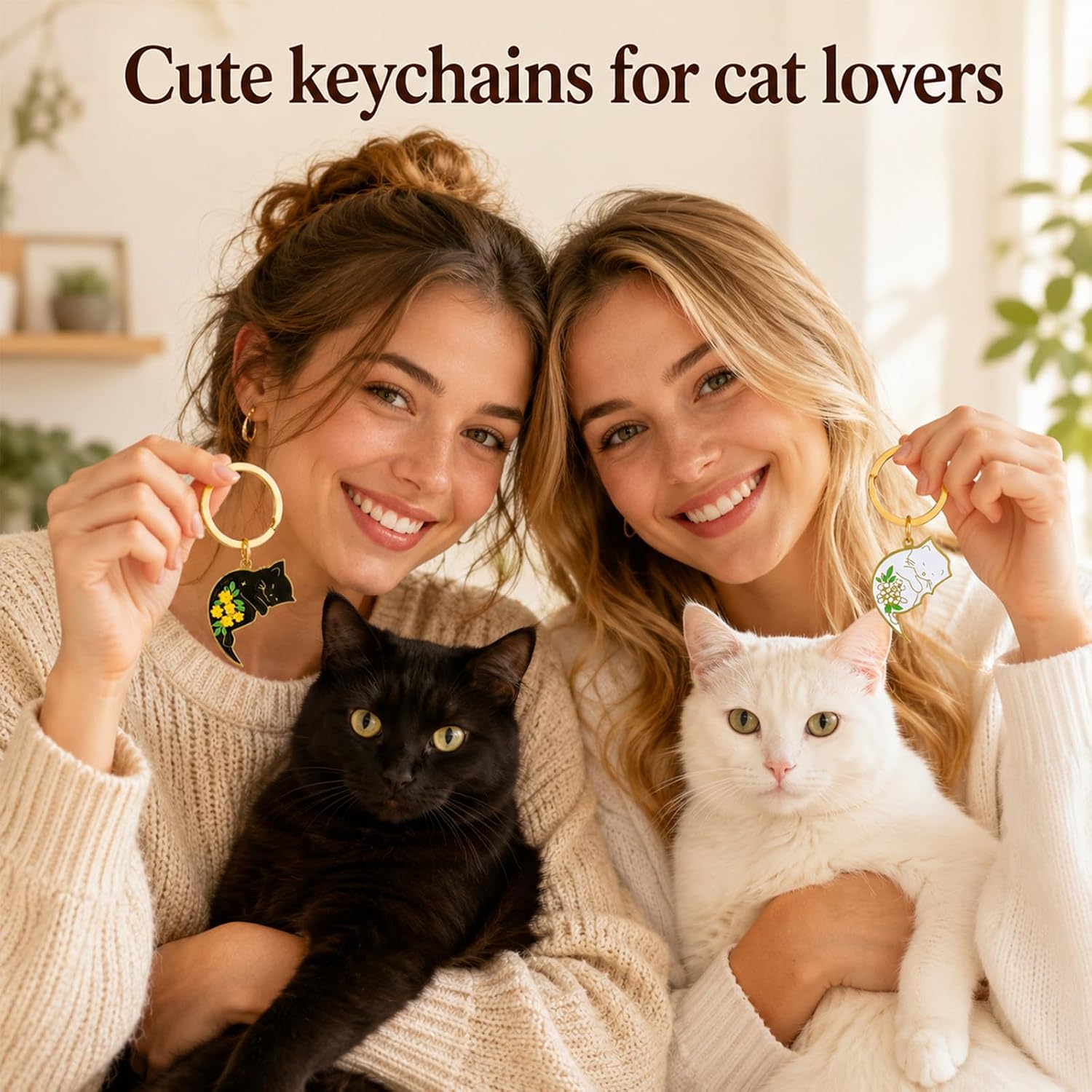 Matching Keychains for Couples, Cute Cat Matching Key Chains Gift | Couples Matching Cat Keyring for Boy and Girl Friend, Best Friend