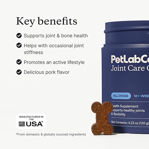 Miniatura 4 de Petlab Co Masticables para el cuidado de las articulaciones altos niveles de glucosamina para perros mejillones de labios verdes omega 3 y cúrcuma