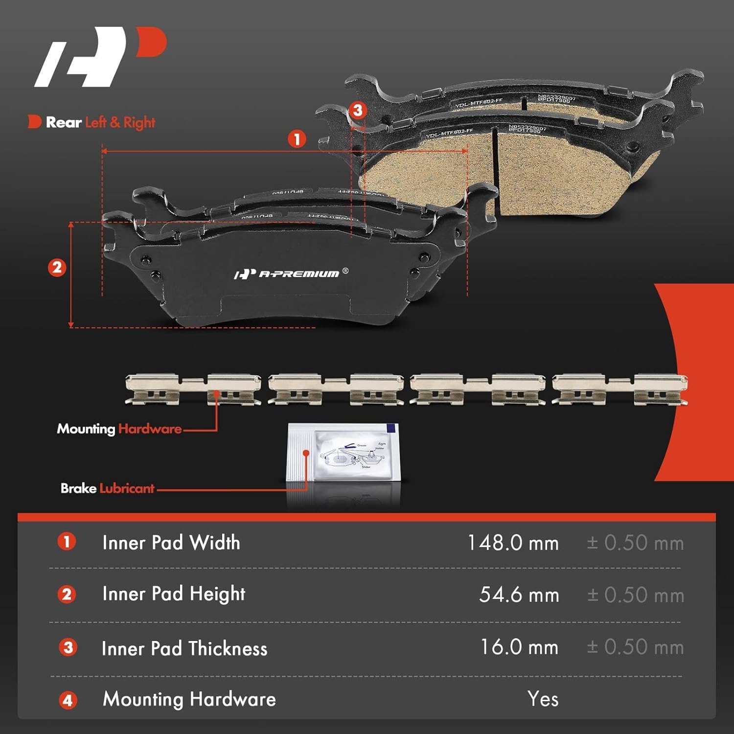 A-Premium Rear Ceramic Brake Pads Set Compatible with Ford F-150 F150 2015-2019, Expedition 2018-2021 & Lincoln Navigator 2018-2021, 4-Pack