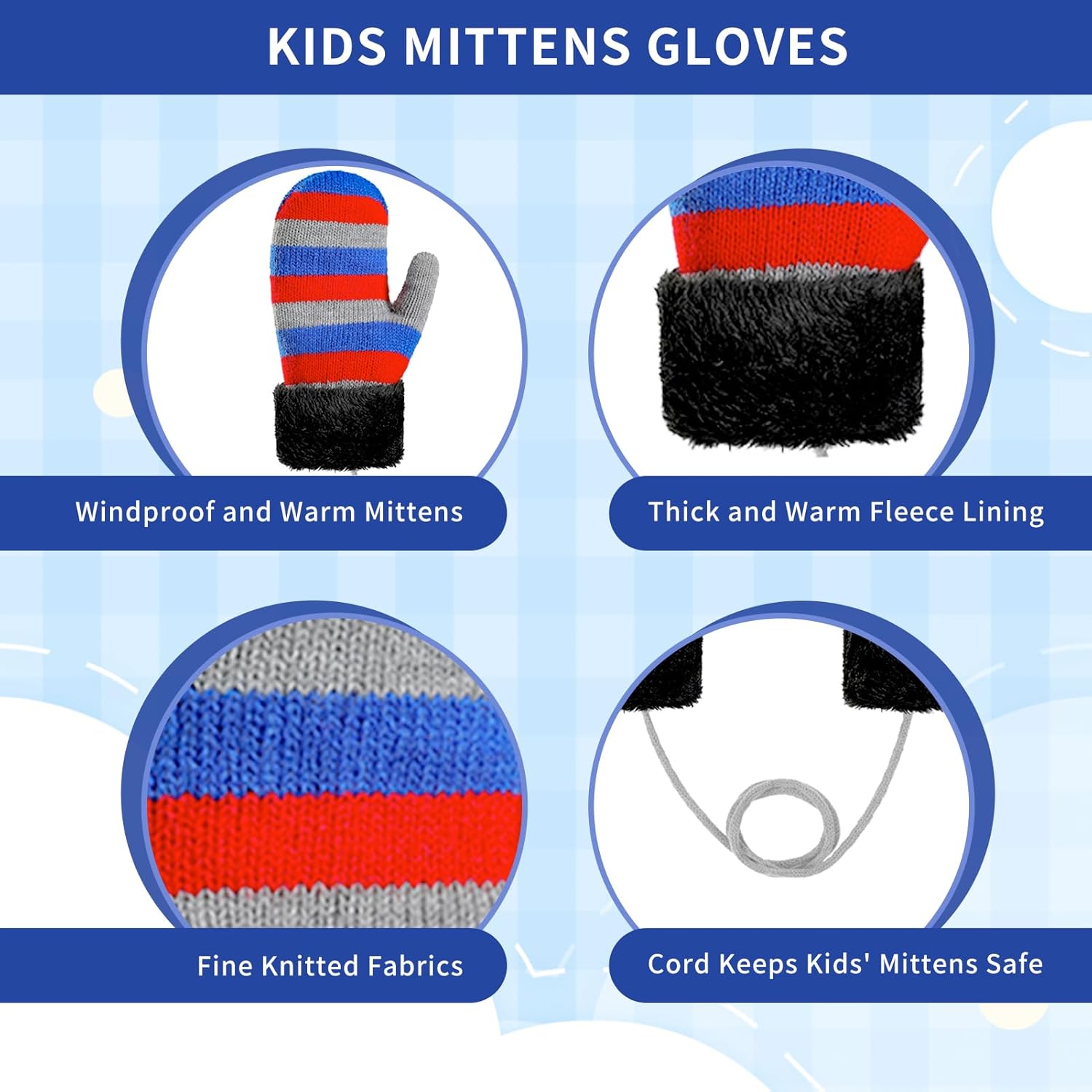 Boys Winter Hat Scarf and Gloves Set for Kids Warm Knitted Hat Mittens and Fleece Neck Warmer Scarf Set for Boys Girls 3pcs - Image 4