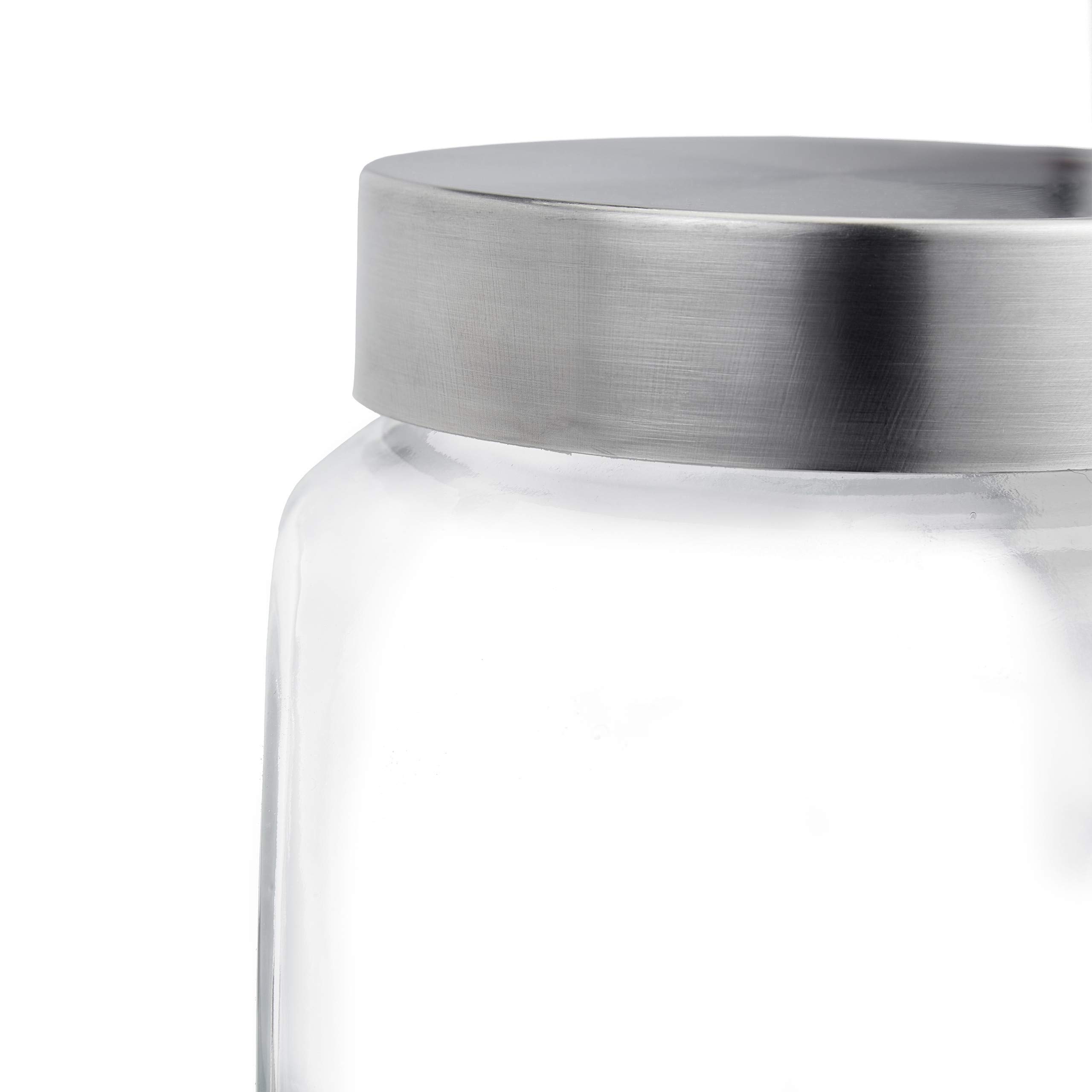 Relaxdays 8X Barattoli in Vetro, Porta Caramelle, 1,5 Litri, Barattoli Dolcetti, Alimenti, Coperchio Acciaio Inox, Trasparente