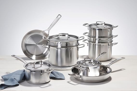 Le Creuset Stainless Steel Classic 3-Ply Wok with Glass Lid, 4.5qt