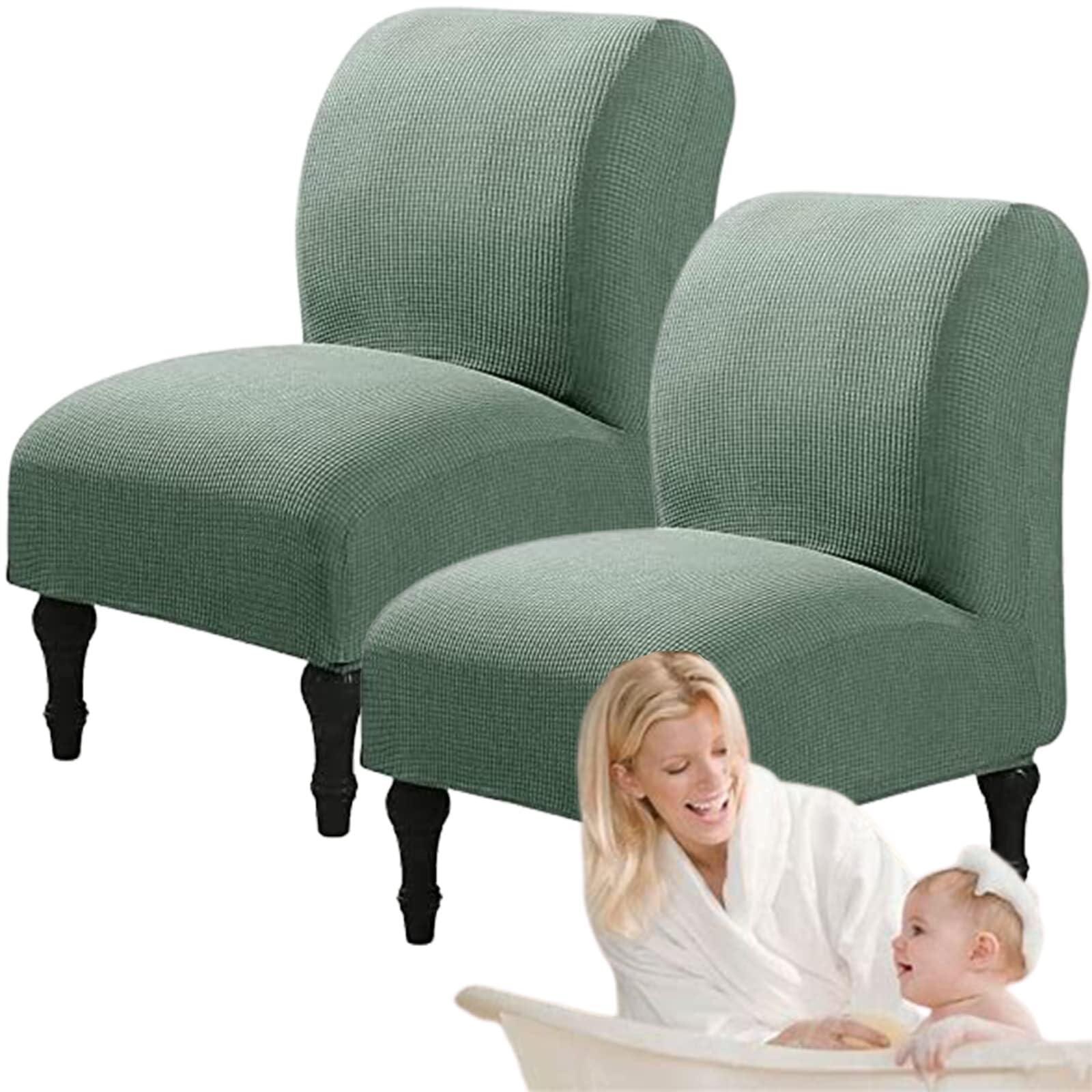 NMVAWIPT Armless Accent Chair Covers, Polyester+Spandex Stretch Slipcover, Removable Furniture Protector, For Home Hotel(#11,2pcs)