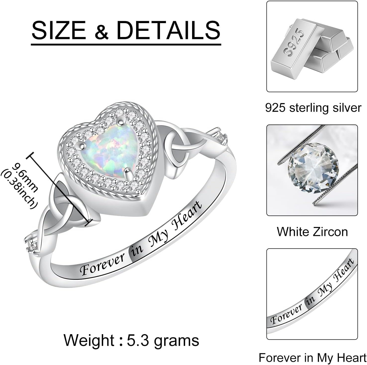 Heart Cremation Ring for Ashes: 925 Sterling Silver Forever in My Heart Carved Urn Keepake Rings Memorial Jewelry for Women Men - Image 5