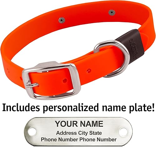 Miniatura 2 de Collar de perro personalizado, nailon ajustable, grabado de texto personalizado, varios colores (naranja cazador)