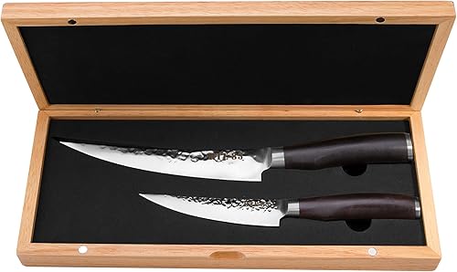 Route83 Classic Prime RibBrisket - Juego de dos cuchillos de acero inoxidable con asas de madera de ébano natural