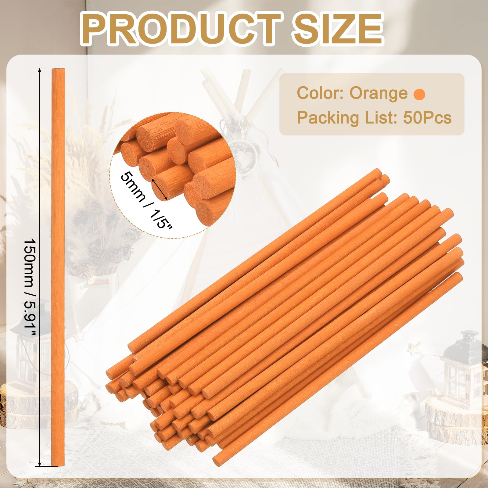 PATIKIL 50Pcs Wooden Dowel Rods - Image 2