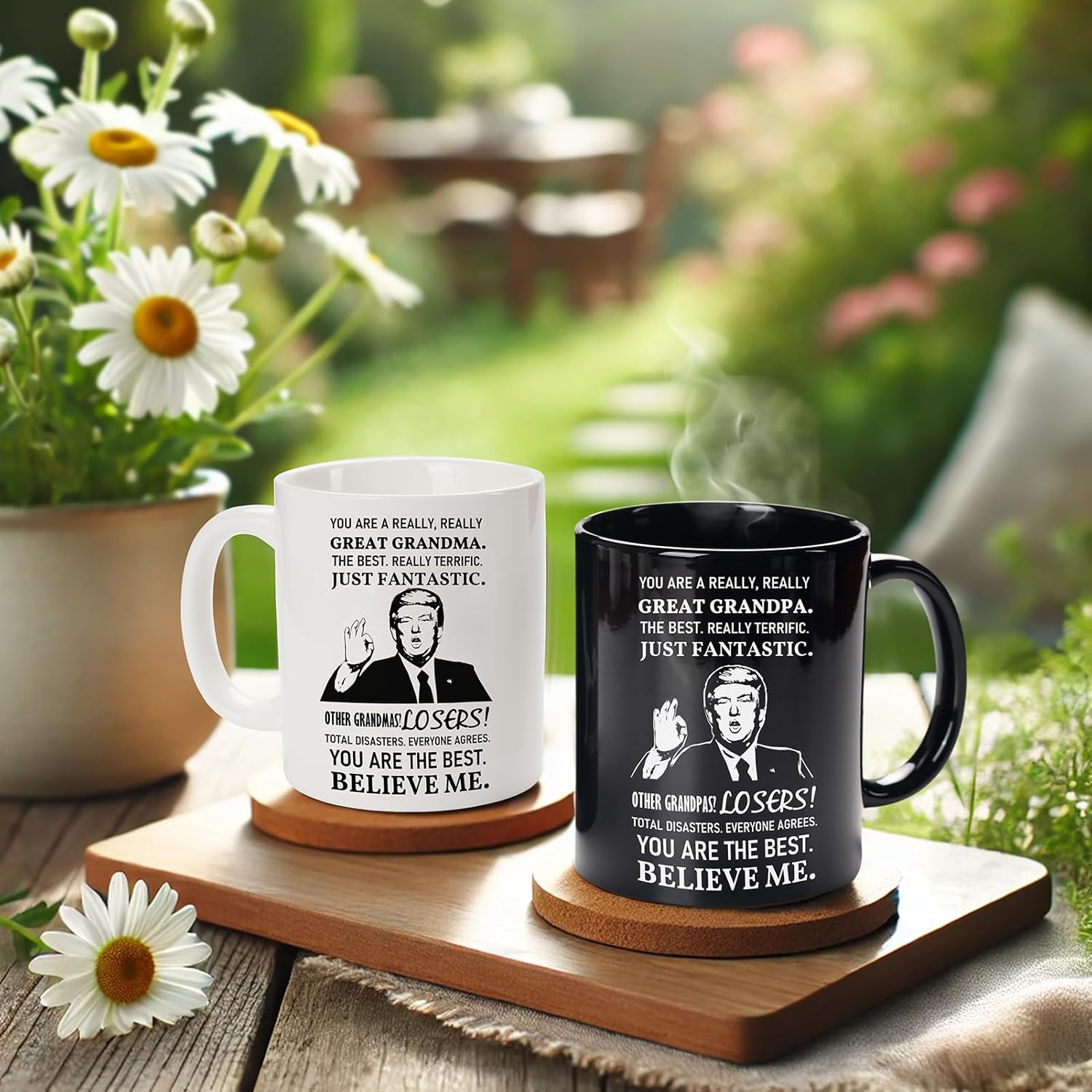 Breezy Valley Grandparents Gifts from Grandkids Grandchildren - Funny Grandma and Grandpa Gifts for Grandparents from Granddaughter Grandson, Great Grandma and Grandpa Birthday Gift Coffee Mugs Set - Image 4