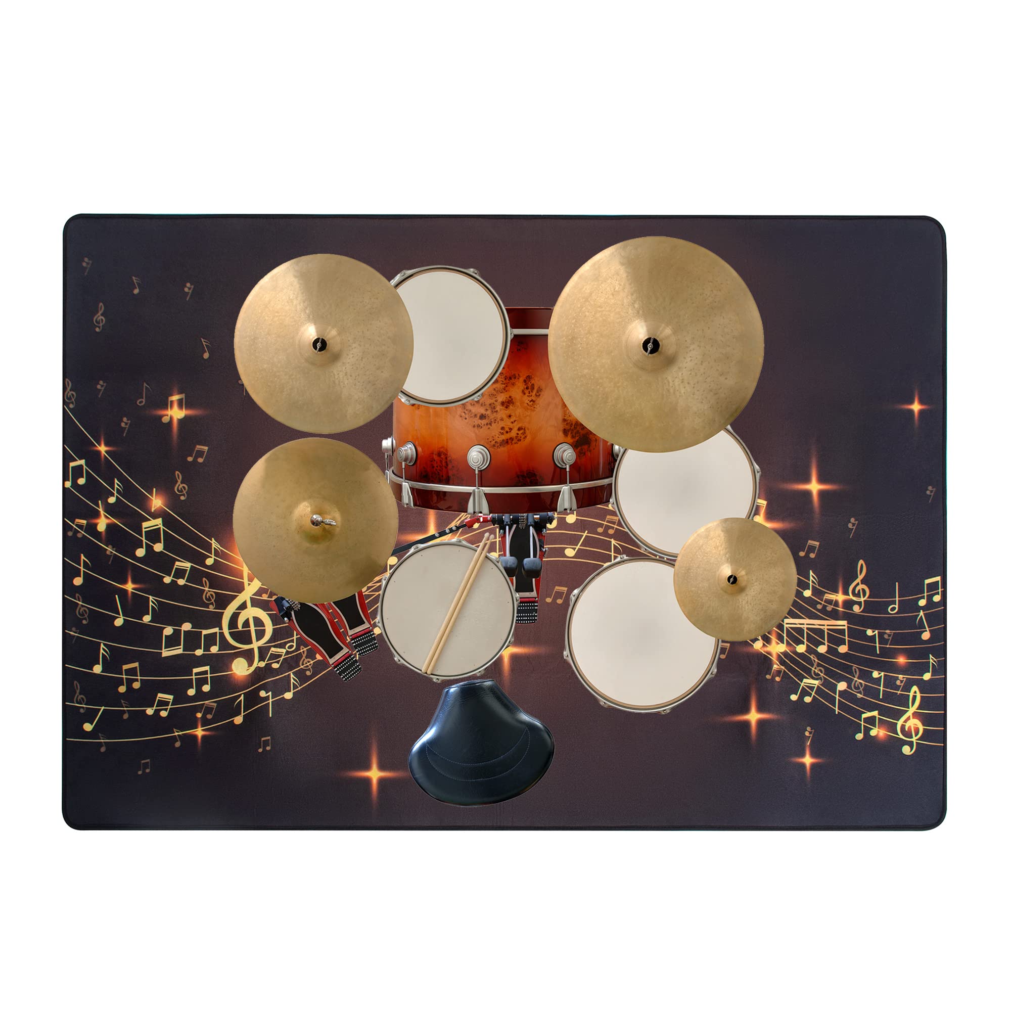 OUUTMEE Tappeti per batteria Tappeto per percussioni, motivo musicale rettangolare professionale (122 x 182 cm)