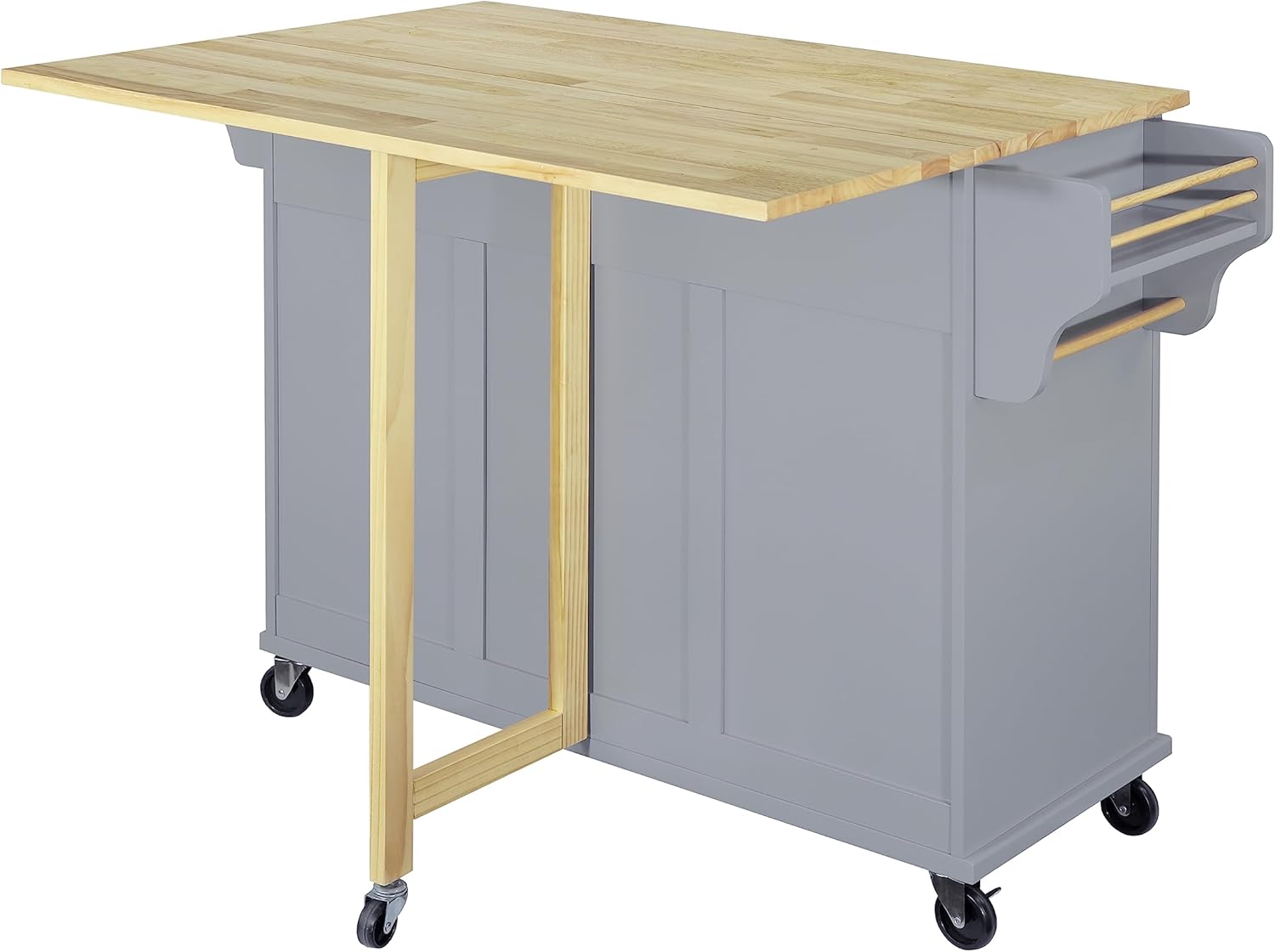 Cambridge Natural Wood Top Kitchen Island with Storage