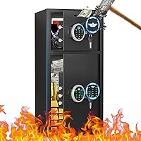 Vista 9 de Caja fuerte grande de doble puerta de 7.0 pies cúbicos, impermeable, resistente al fuego, con alarma dual y teclado brillante 3D, función
