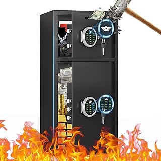 6.0 Cu ft Large Safe Box Fireproof Waterproof, Money Safe With Mute Function and LED Light, Digital Keypad Home Safes with Deposit Slot & Dual Alarm System,Security Box for Money Valuables