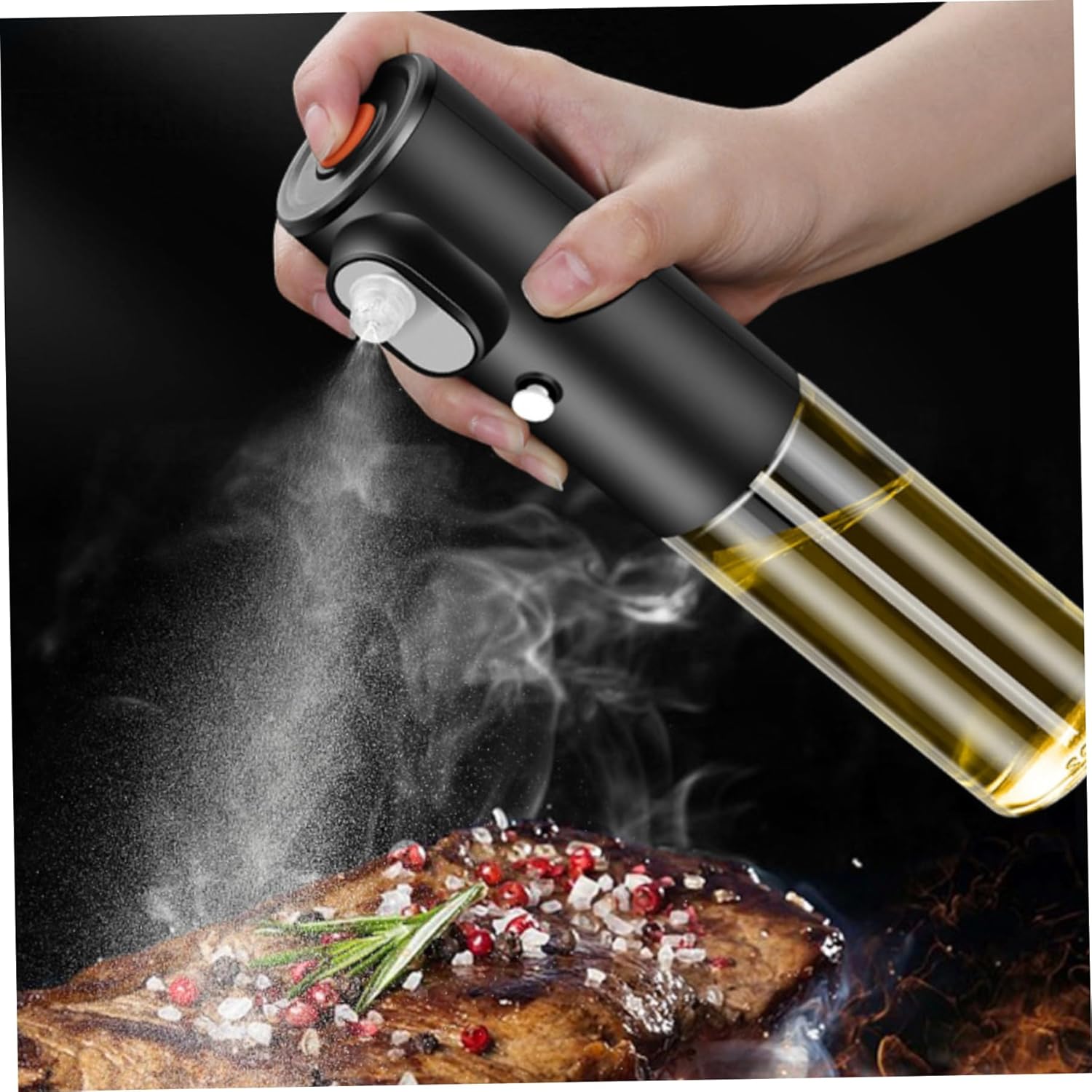 Butter Sprayer, 200ml 2 Modes Continuous Spraying Olive Oil Dispenser Bottle, Detchable Visible Popcorn Butter Dispenser for Air Fryer, Barbecue Oil Sprayer