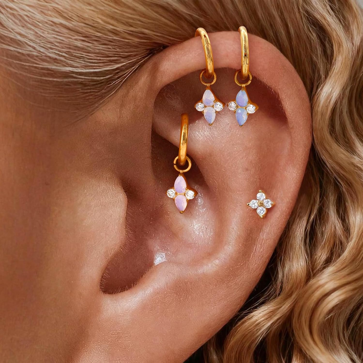 16G Dangle Rook Piercing Jewelry G23 Titanium Helix Lobe Conch Daith Cartilage Earrings for Women Men 6mm 8mm Hypoallergenic
