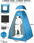 Pop Up Privacy Tent with Reinforced Frame, Portable Camping Shower Tent, Full Coverage Camping Toilet Changing Room for Outdoor Use - UV Protection