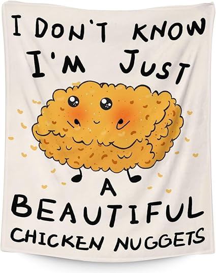 Mercuryelf Chicken Nugget Blanket - Soft, Fuzzy & Warm - 30x40 Inches Small Throw Blankets for Lap, Crib - Beige Cute Throws Gift for Chicken Nugget Lovers