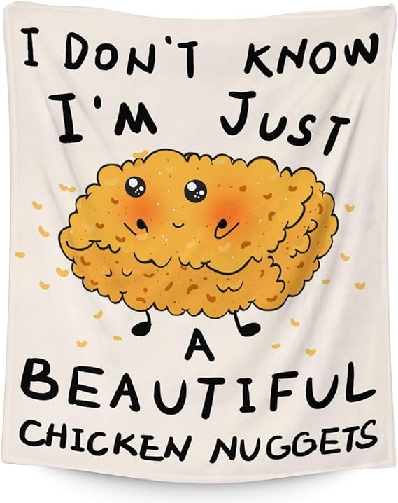 Mercuryelf Chicken Nugget Blanket - Soft, Fuzzy & Warm - 30x40 Inches Small Throw Blankets for Lap, Crib - Beige Cute Throws Gift for Chicken Nugget Lovers