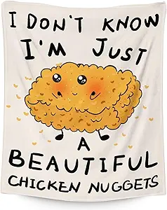 Mercuryelf Chicken Nugget Blanket - Soft, Fuzzy & Warm - 30x40 Inches Small Throw Blankets for Lap, Crib - Beige Cute Throws Gift for Chicken Nugget Lovers