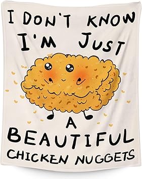 Mercuryelf Chicken Nugget Blanket - Soft, Fuzzy & Warm - 30x40 Inches Small Throw Blankets for Lap, Crib - Beige Cute Throws Gift for Chicken Nugget Lovers