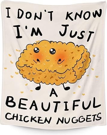 Mercuryelf Chicken Nugget Blanket - Soft, Fuzzy & Warm - 30x40 Inches Small Throw Blankets for Lap, Crib - Beige Cute Throws Gift for Chicken Nugget Lovers