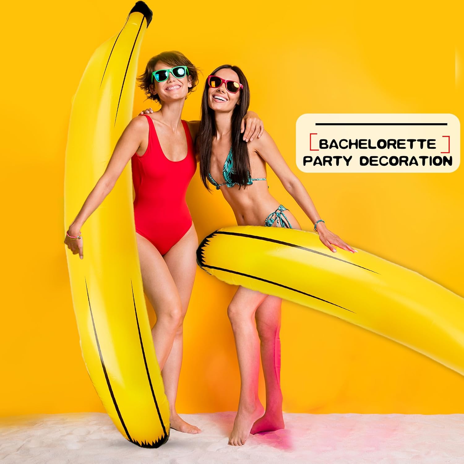 8 Pcs 71 Inch Large Inflatable Banana Jumbo Giant Blow Up Banana Balloon for Summer Swimming Beach Bachelorette Party Supplies