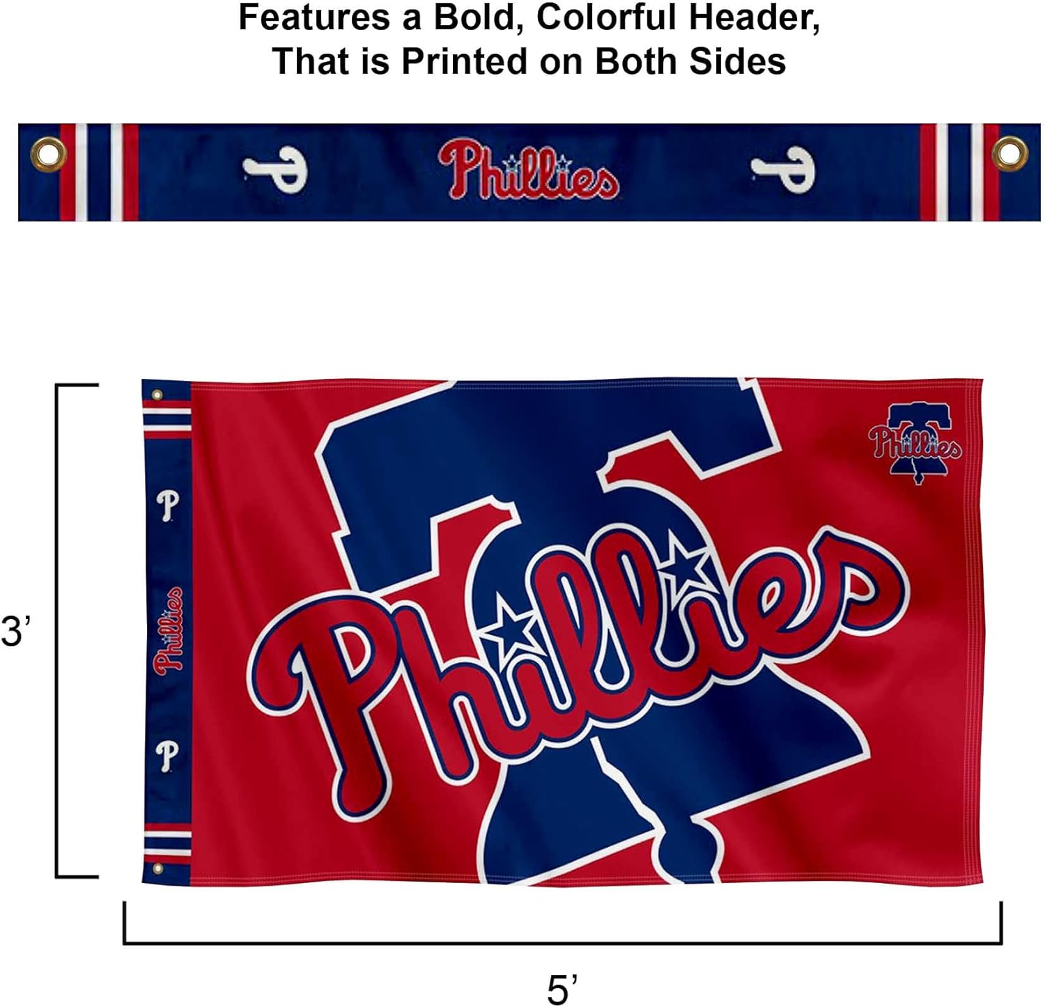 WinCraft Philadelphia Phillies Printed Header Flag 3x5 Banner - Image 2