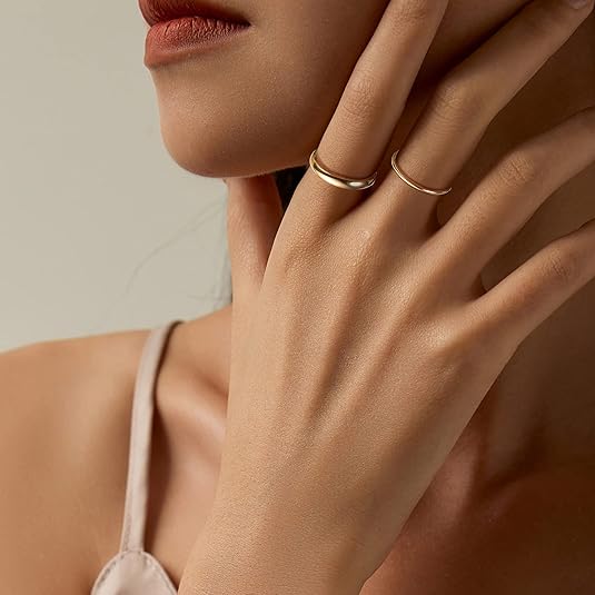 Set 12 Anelli Impilabili Acciaio Inox Donna - Argento E Oro, Midi Band Sottili Per Nocche, Regalo Elegante - Foto 9