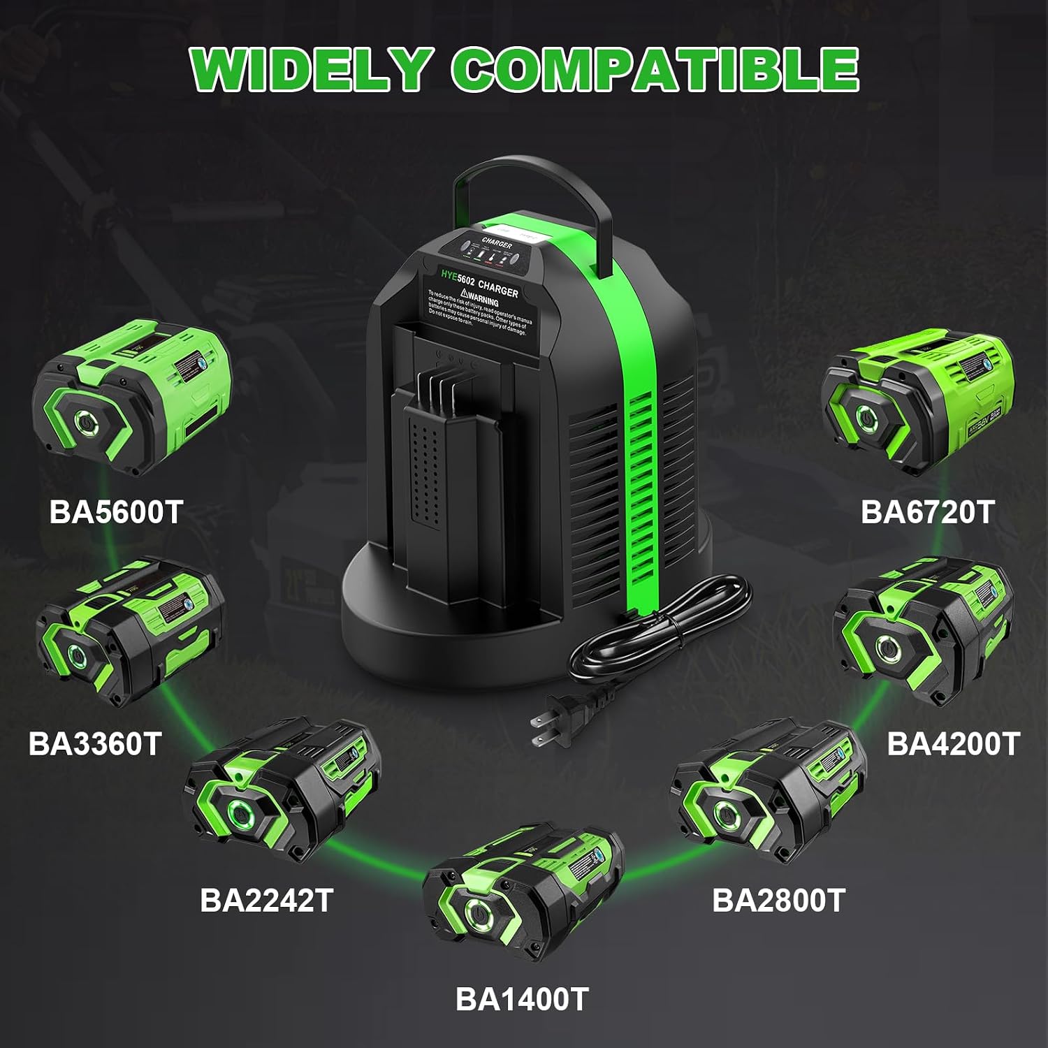 Rapid Dual-Charging Replacement for EGO Battery Charger CH2800D, Compatible with EGO Charger CH2100 CH3200 CH5500 for EGO 56V Battery BA2800 BA4200 BA1400 BA5600 & Power+ Cordless Tools