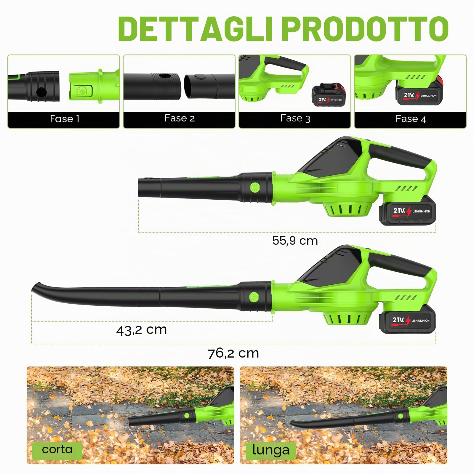 Soffiatore Aspirapolvere a Lame con Batteria 21V Aspirapolvere Foglie Jardin 3000W Ventilatore a Foglie Potente a 5 Velocità Ventilatore da Neve per Giardino e Cura